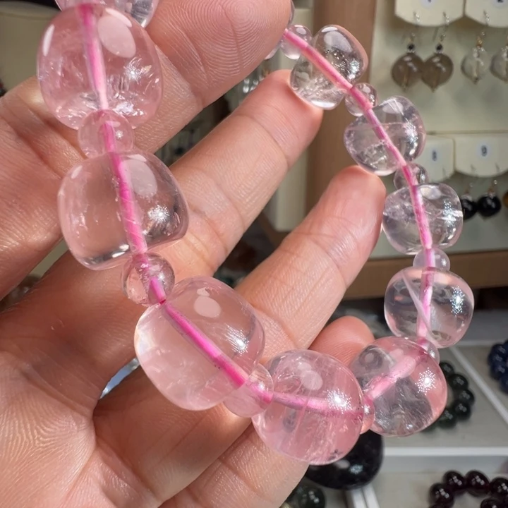 芙蓉石手链未镶嵌天然冰粉晶苹果