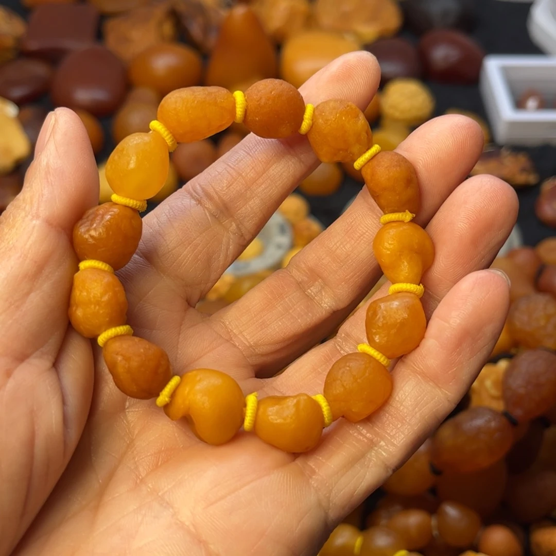 琥珀裸石未镶嵌天然蜜蜡手串
