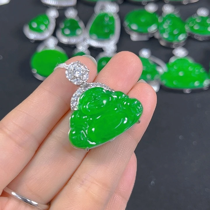 翡翠银S925镶嵌吊坠(不含链)