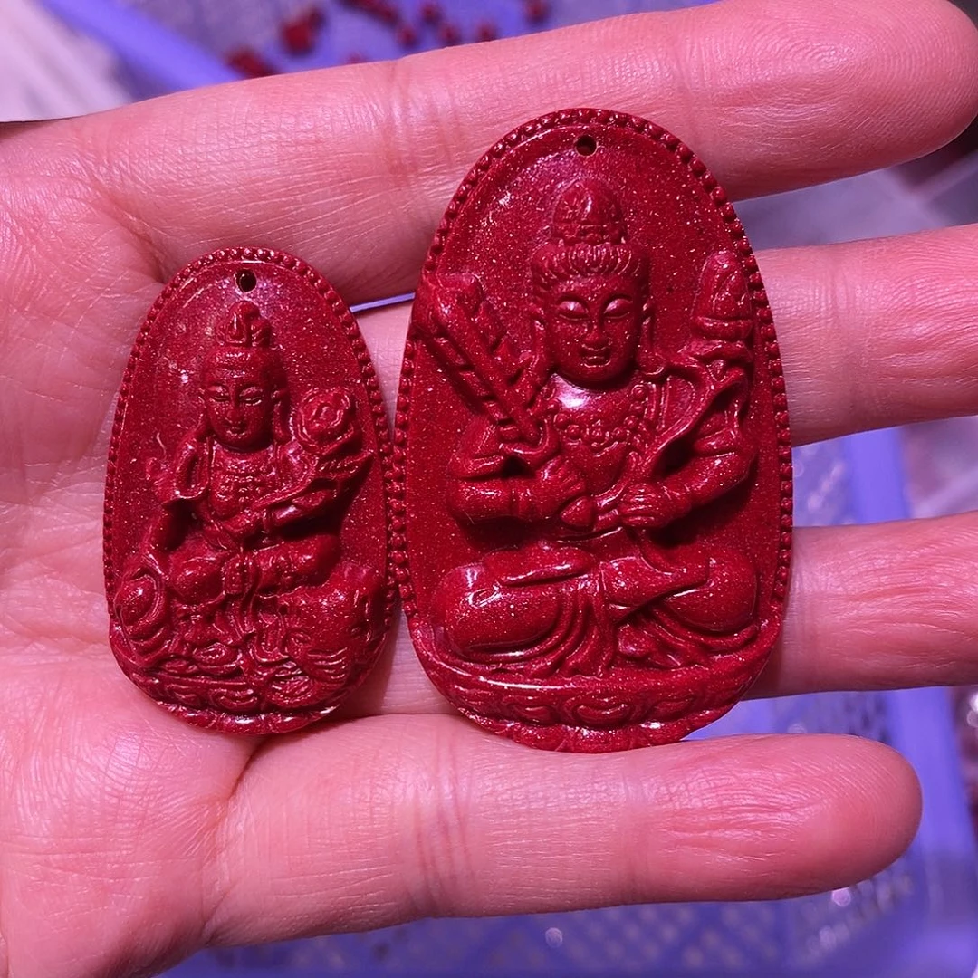 天然辰砂红晶砂小号普贤大号虚空红色吊坠绳