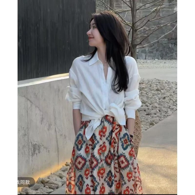 【洪臻】万花筒气质优雅定制印花大裙摆吊带连衣裙251518