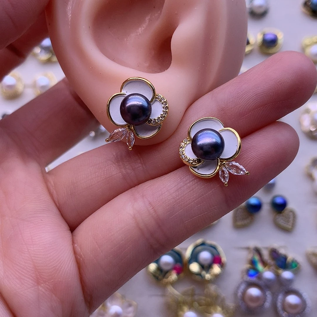 淡水珍珠耳饰合金