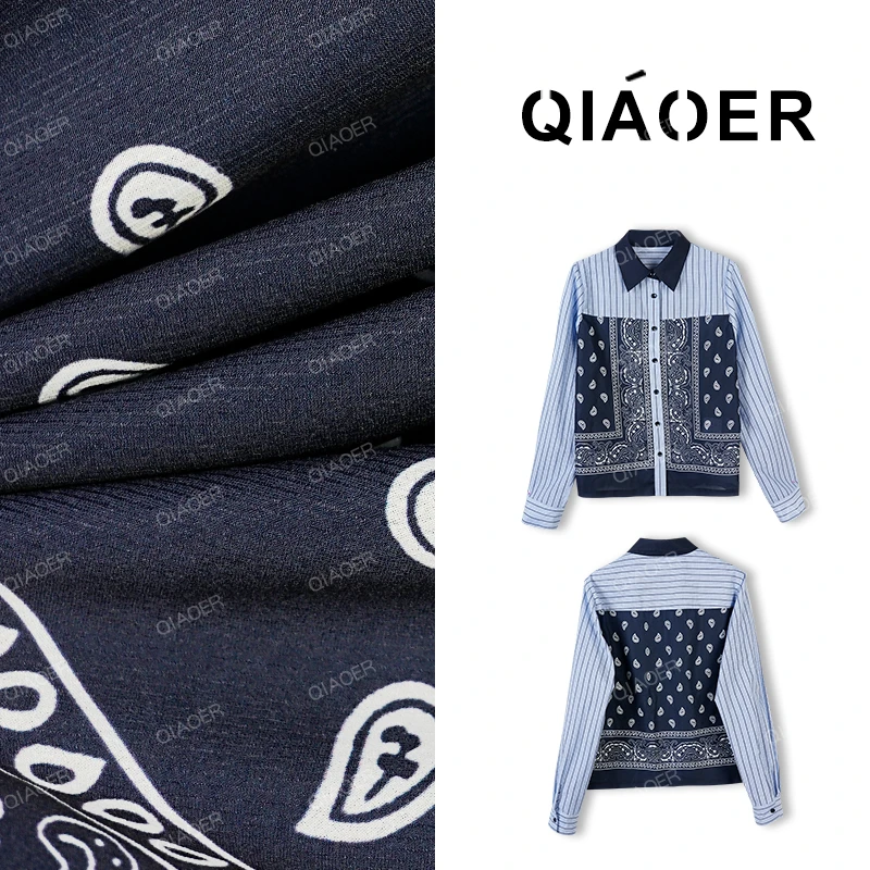 乔儿定制【伦敦画报】100棉腰果花轻奢时尚宽松百搭衬衫女长袖上衣