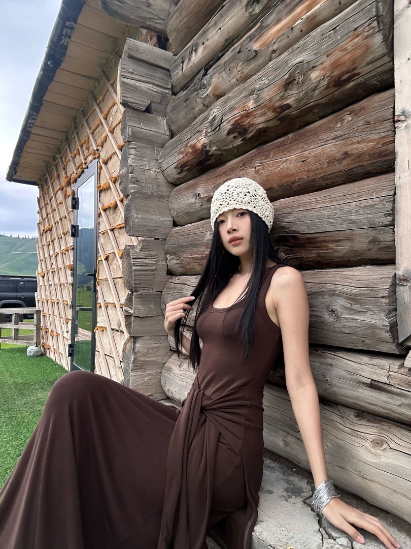 .TongTong 辣妹设计感休闲显瘦夏季长款连衣裙