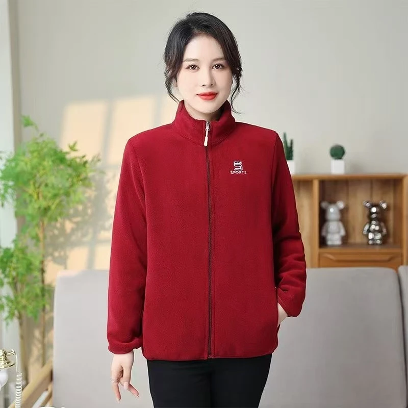 新款口袋法式抓绒衣立领保暖女装加厚保暖款卫衣【女款加绒奥粒绒】
