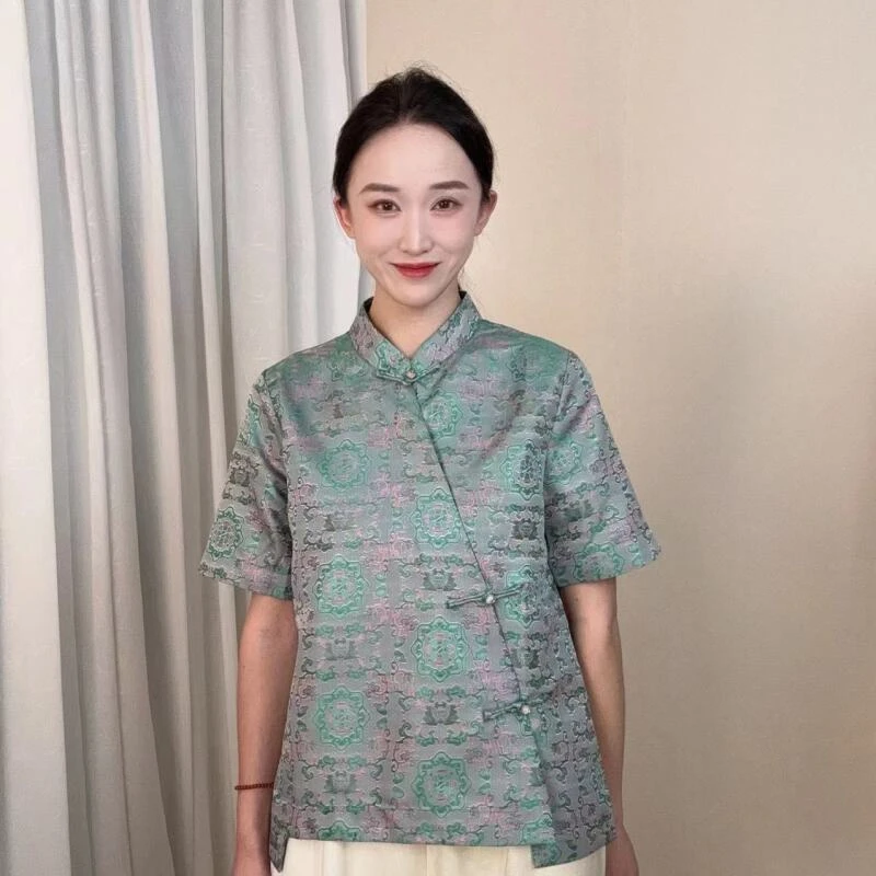 【宝相花】新中式国风夏季薄款异色罗短袖CR-6868