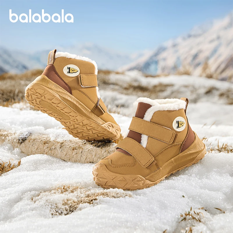 巴拉巴拉童鞋儿童学步鞋高帮雪地靴男宝加绒加厚运动靴2025秋冬鞋