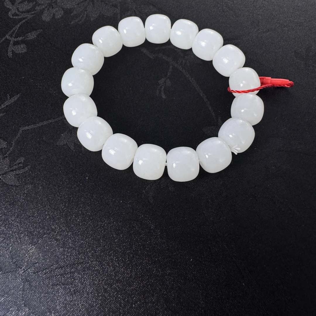 【国玉甄品】SC008和田玉白玉手串单珠13X11mm