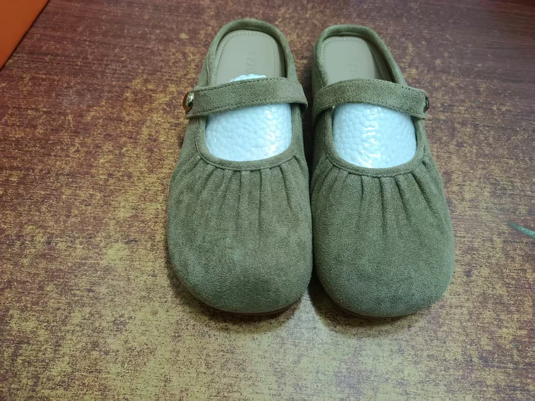 885022米卡平底包头拖胶粘鞋绿色包头春秋休闲风步鞋日式防滑