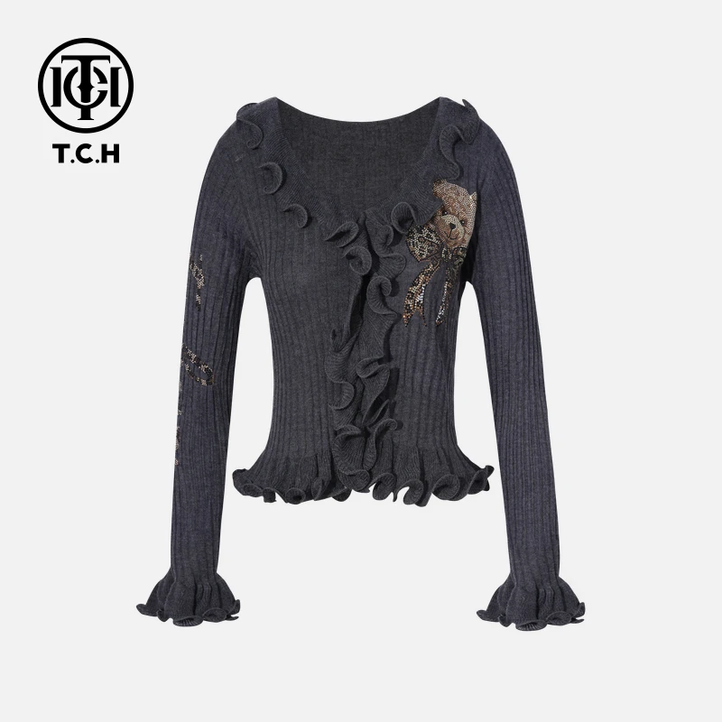 TCH私服烫钻工艺新时尚淑女百搭新潮流针织衫T75C09E5078轻奢tch