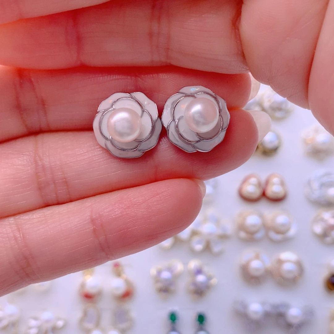 合金淡水珍珠耳饰