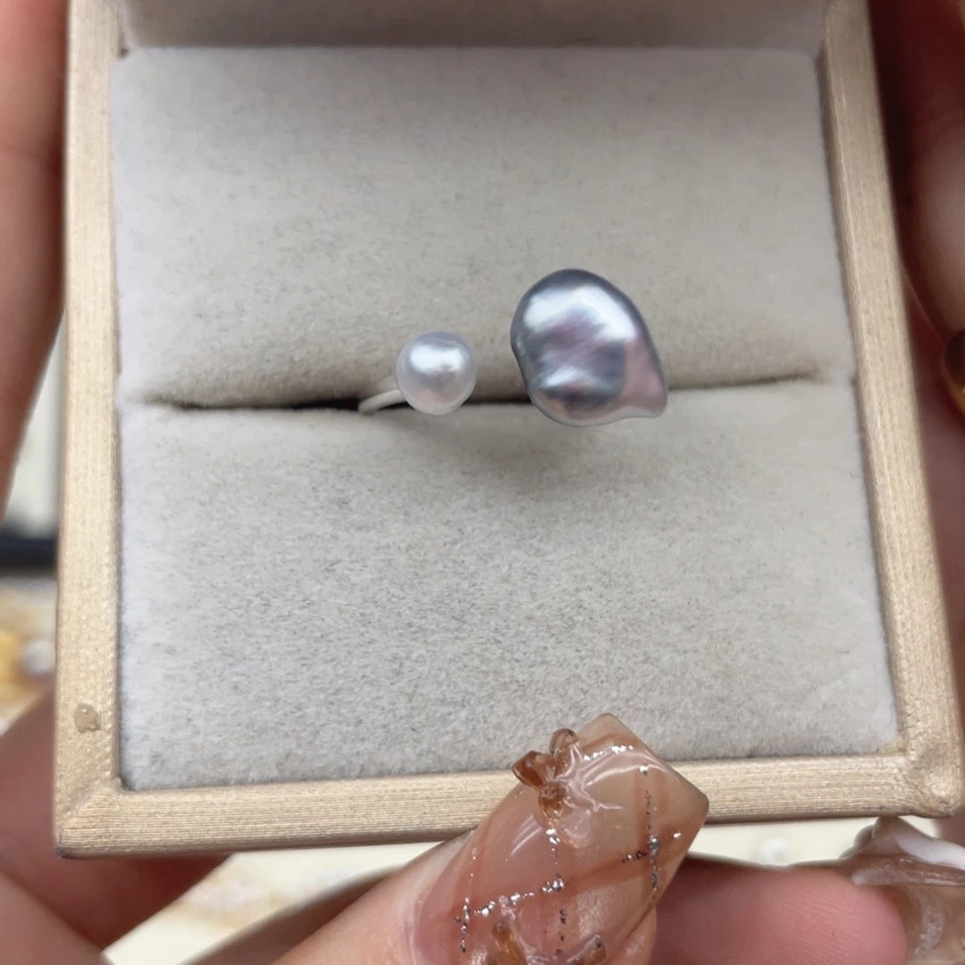 海水珍珠戒指银S925镶嵌Q91
