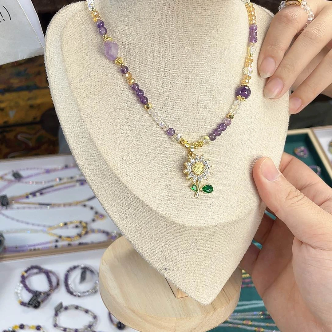 水晶手链银S925镀金镶嵌