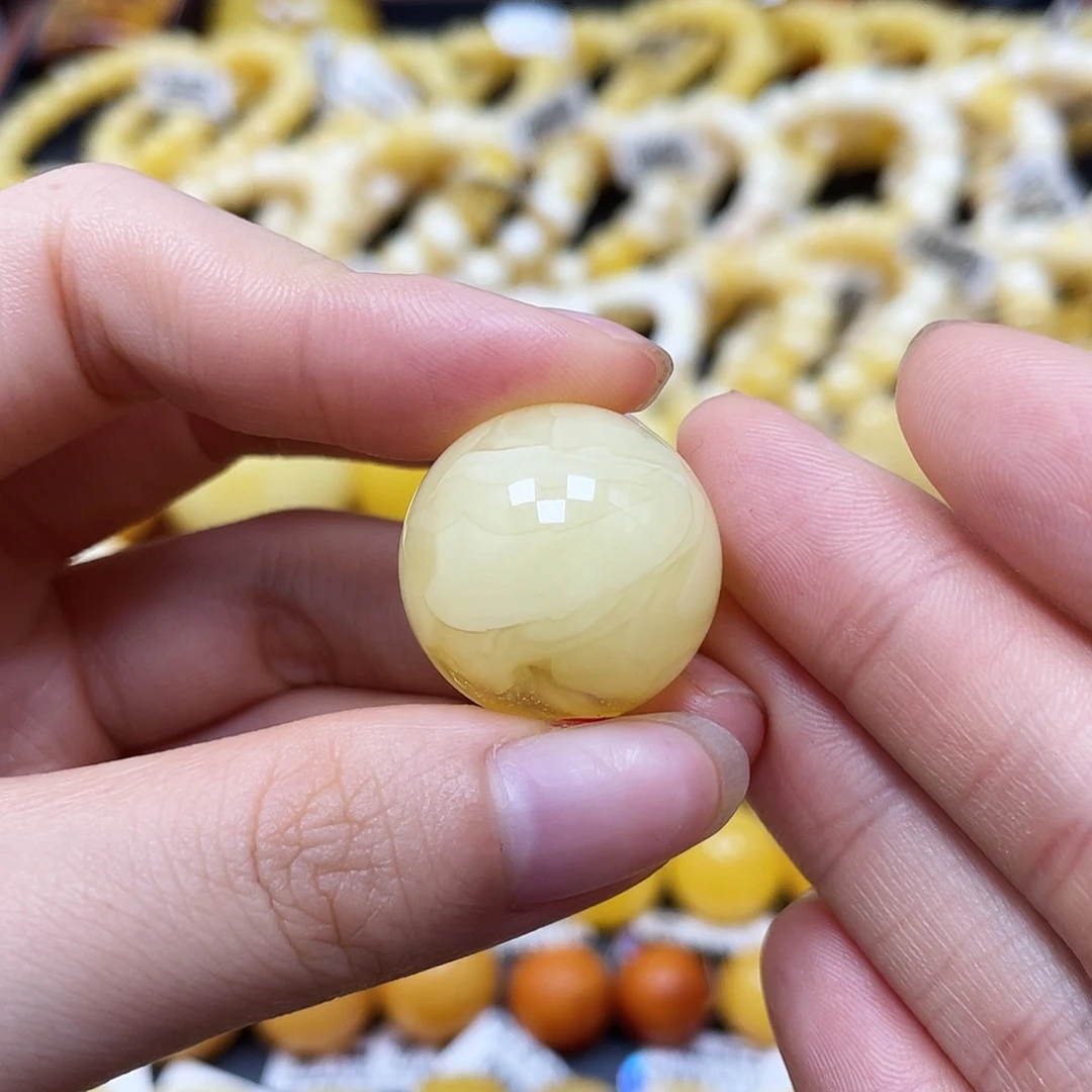 未镶嵌蜜蜡裸石圆珠22mm金沙