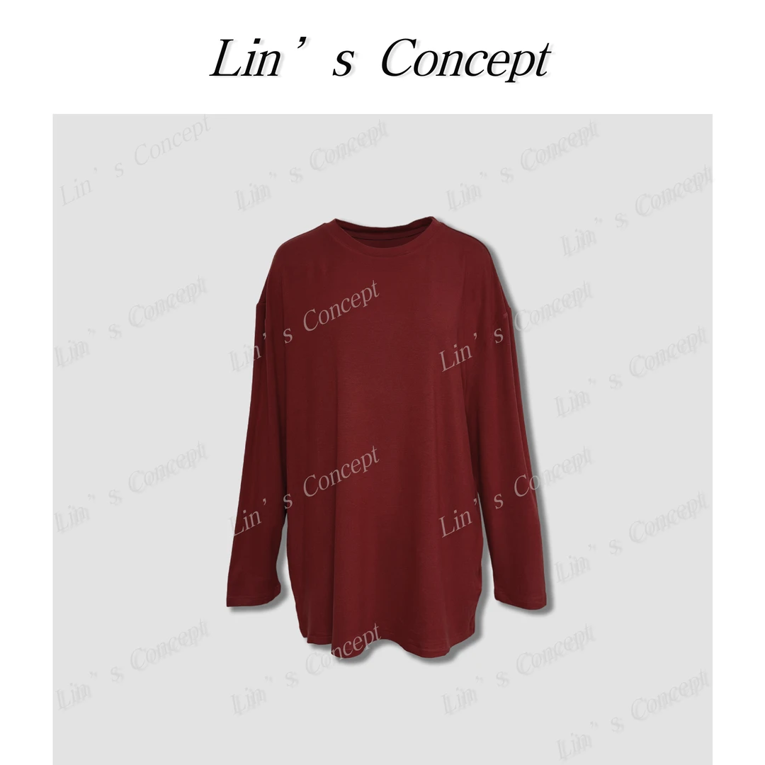 【Lin's concept】纯色经典款长袖圆领百搭休闲T恤DL2404772