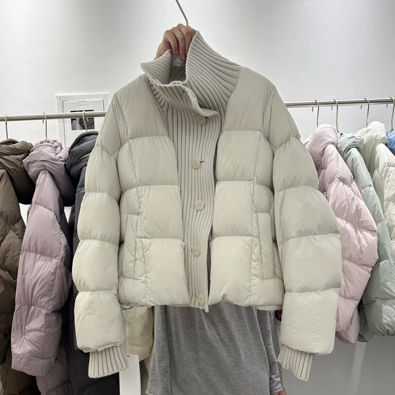 2025韩版针织拼接服外套女冬季新款面包服时尚保暖衣