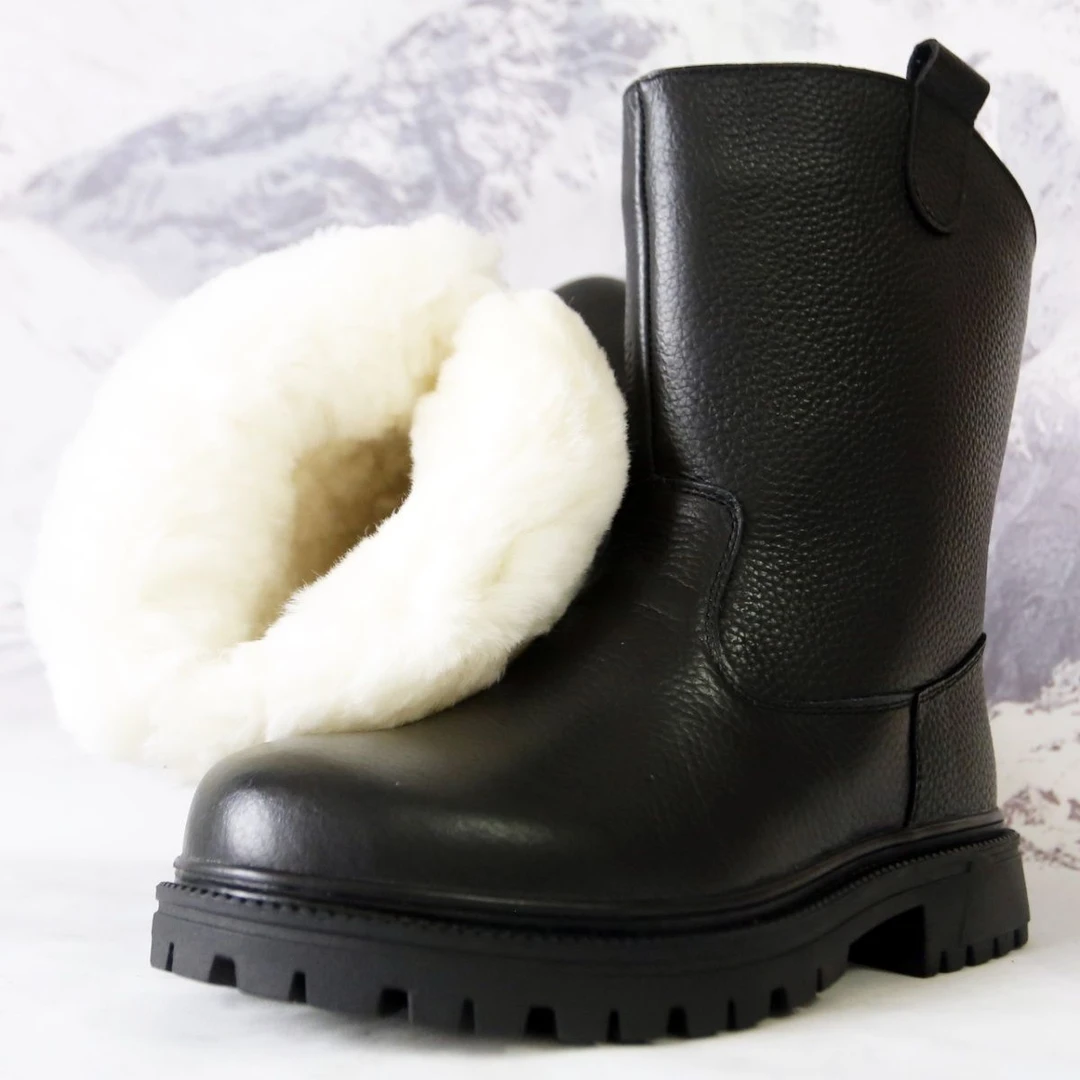 东北雪地靴男皮毛一体冬季加厚羊毛靴2025新款防滑牛皮男士高筒靴