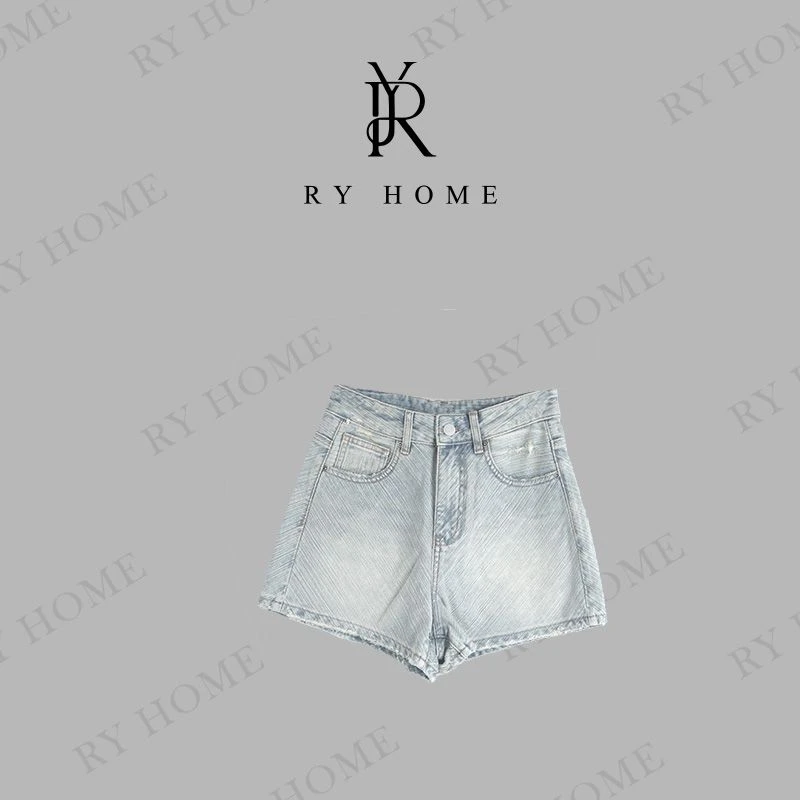【容雨RYHOME】立体斜纹竹节感A字牛仔短裤252K2637