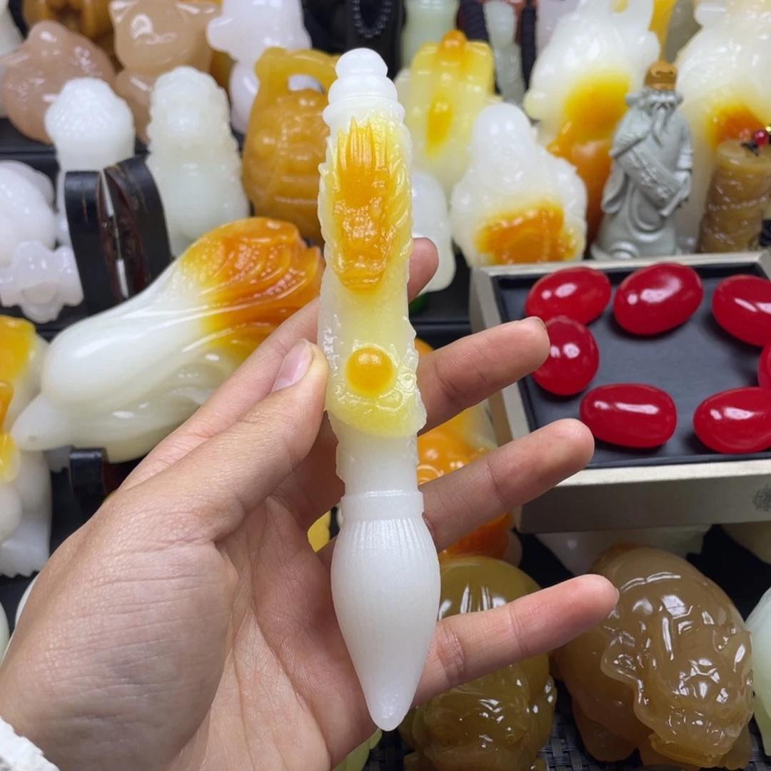 原石雕刻把件  文昌笔