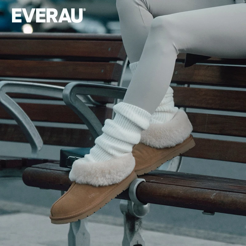 EVERAU冬季翻毛绒面便鞋休闲轻松自在随性居家外出均可穿着EA2025