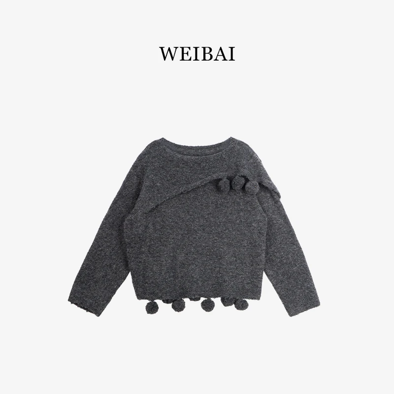 【30%羊毛】圣诞主题斗篷毛球装饰慵懒宽松毛衣3617