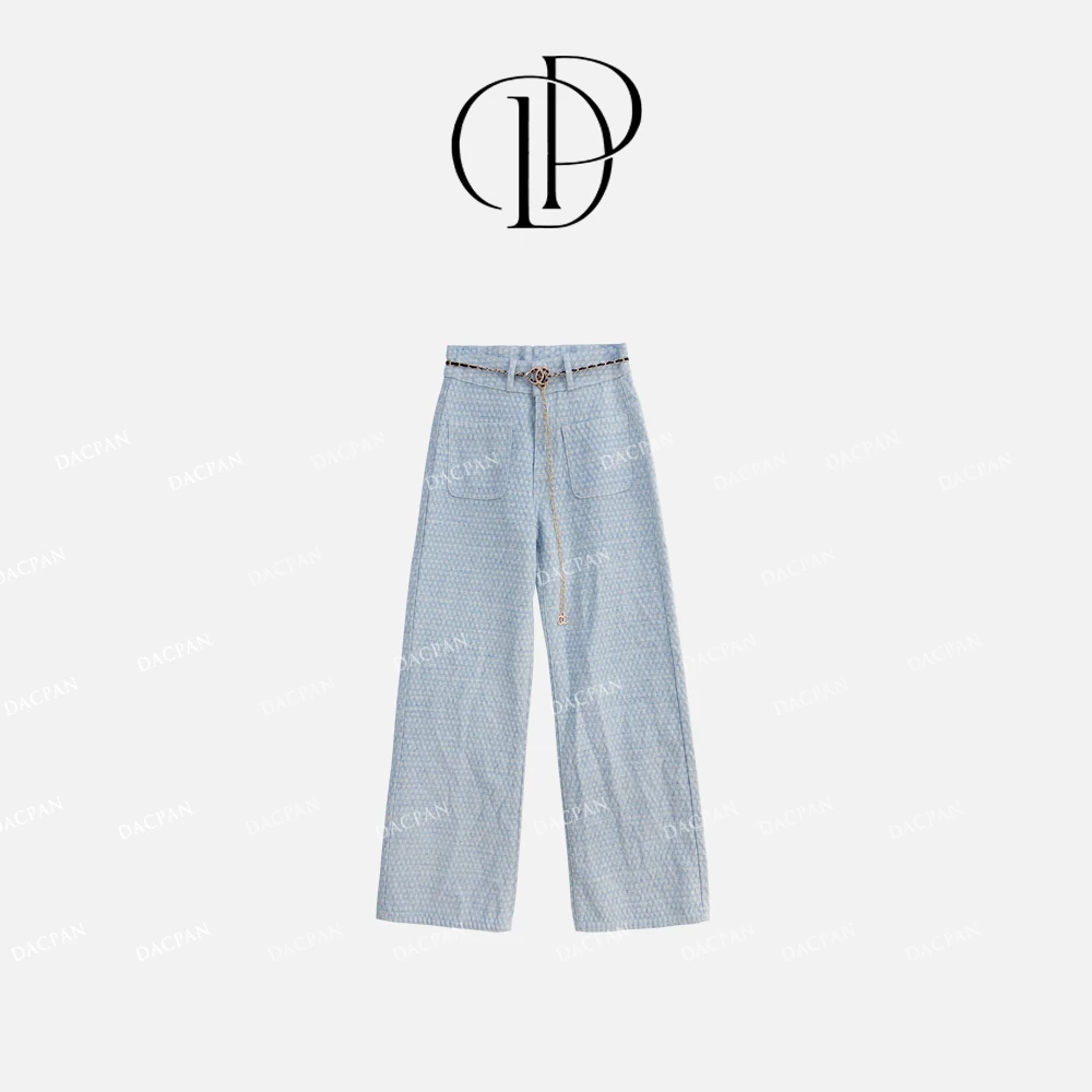 DACPAN-“菱格小调”双口袋提花直筒牛仔裤2025/盼·PP 6522