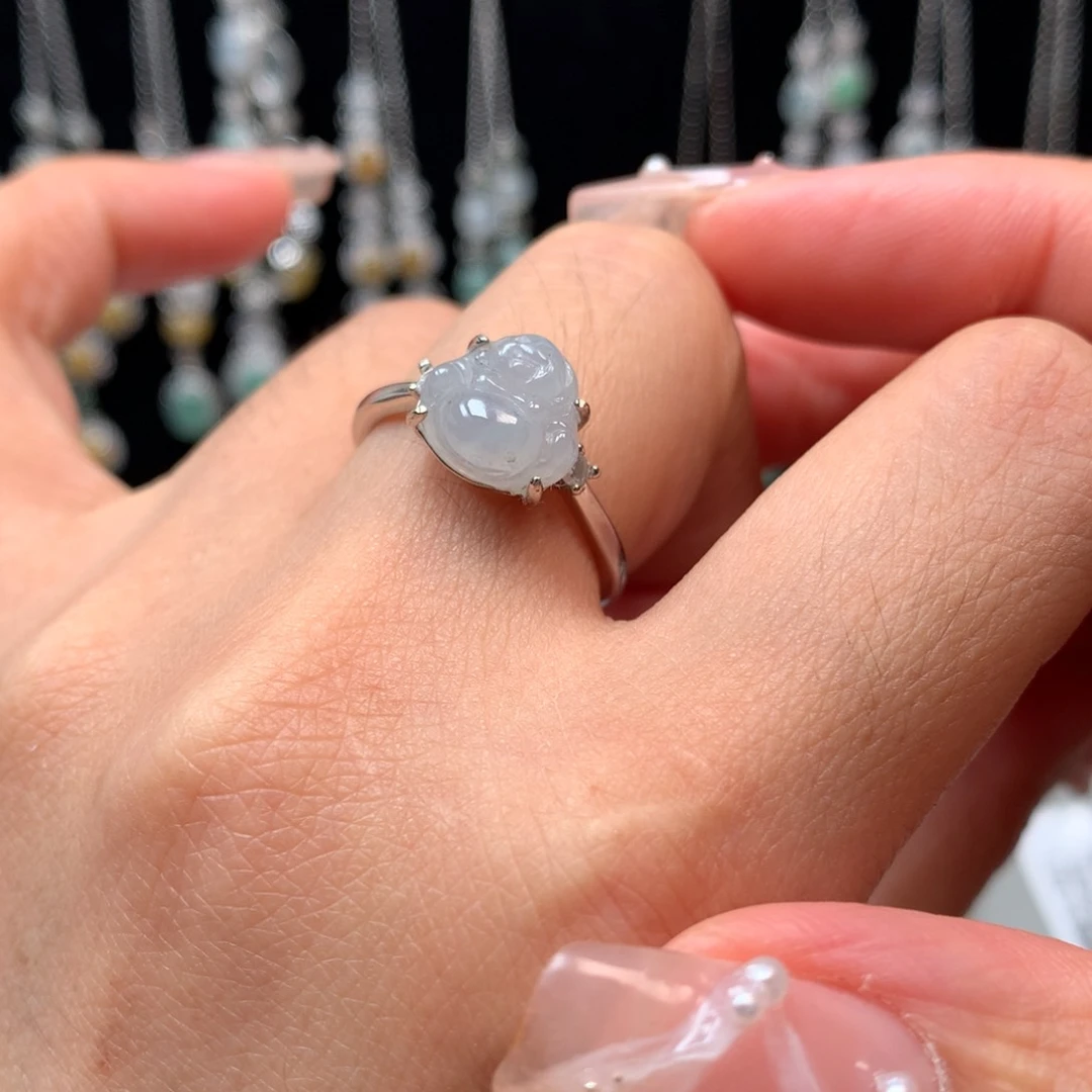 翡翠银S925镶嵌颈饰戒指444