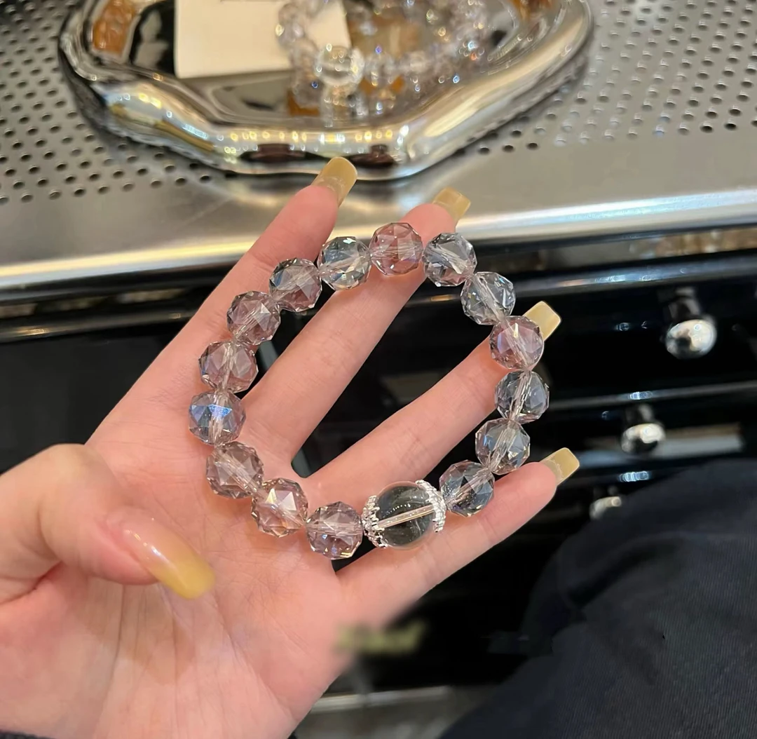 合金树脂手链 韩国冰透紫色超闪手链
