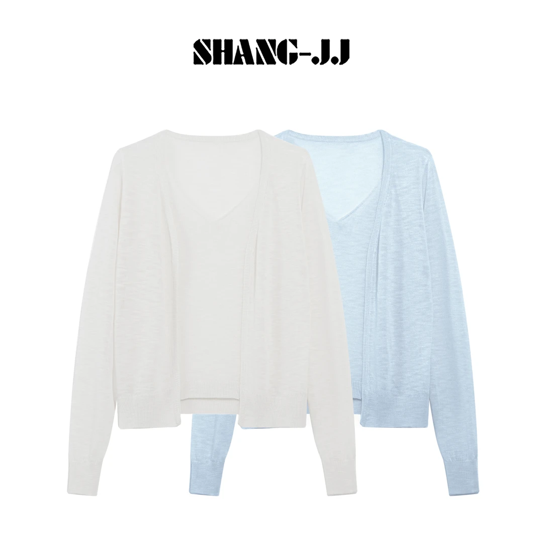 SHANG-JJ【冰块开衫】25ss新品莱赛尔+特丽纶针织防晒开衫q134271p
