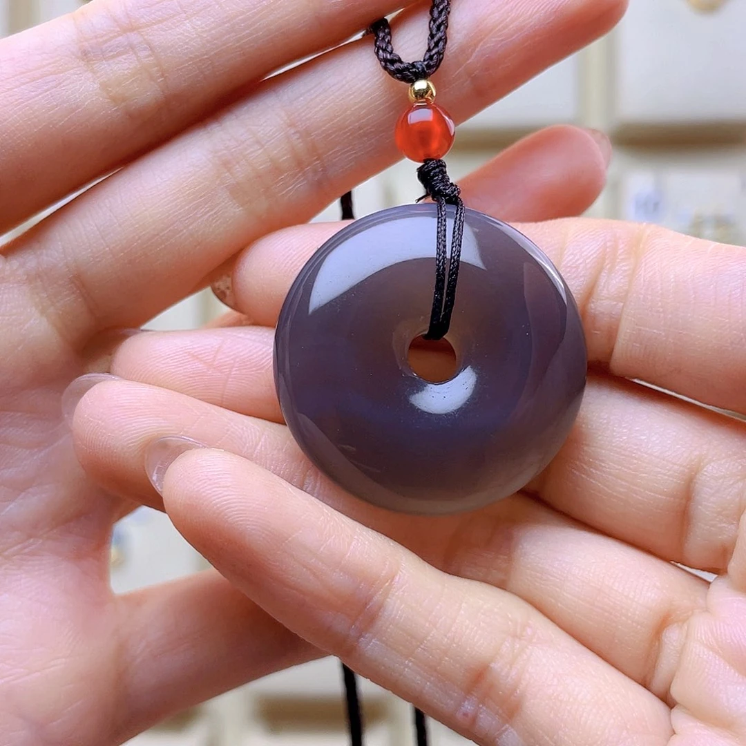 玛瑙/玉髓吊坠(赠链)未镶嵌炭*烤