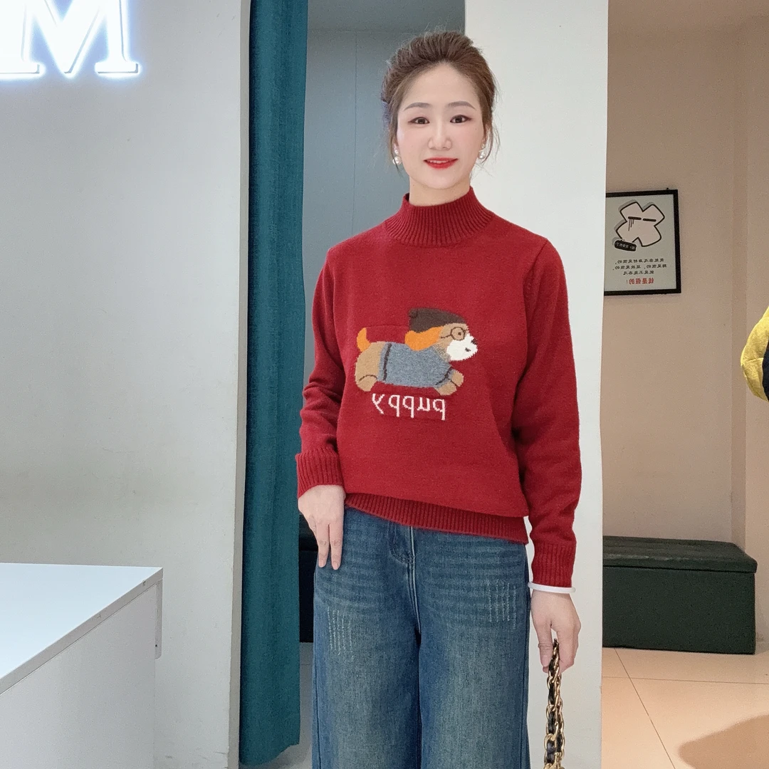 2025年冬季羊毛加厚宽松显瘦针织毛衣