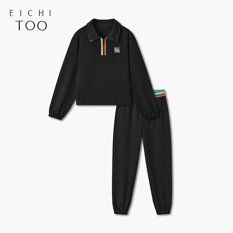 爱居兔休闲运动卫衣套装女新宽松针织上衣两件套ETHTJ3P001A