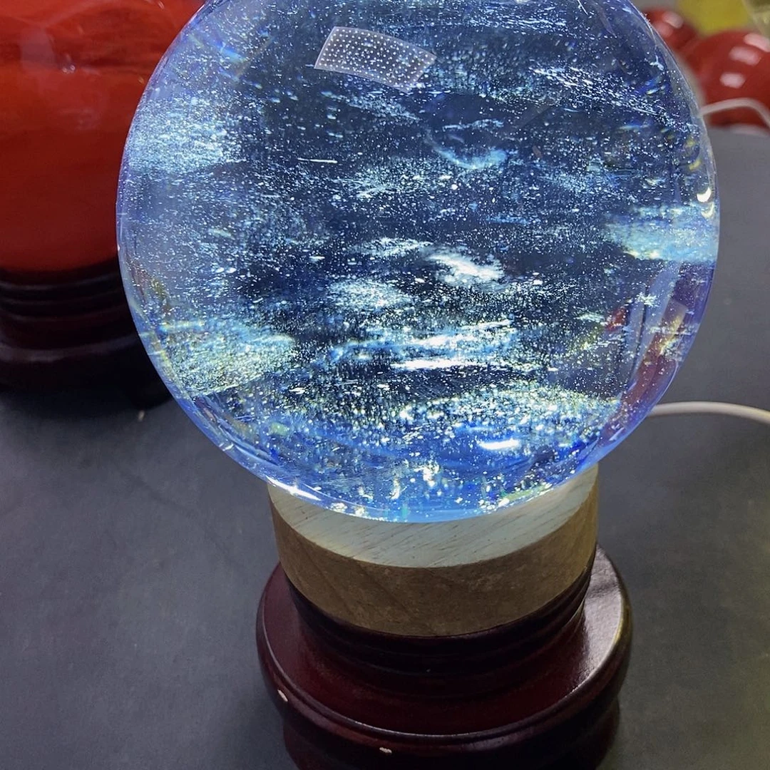 朗***郎石材12厘米蓝水摆件