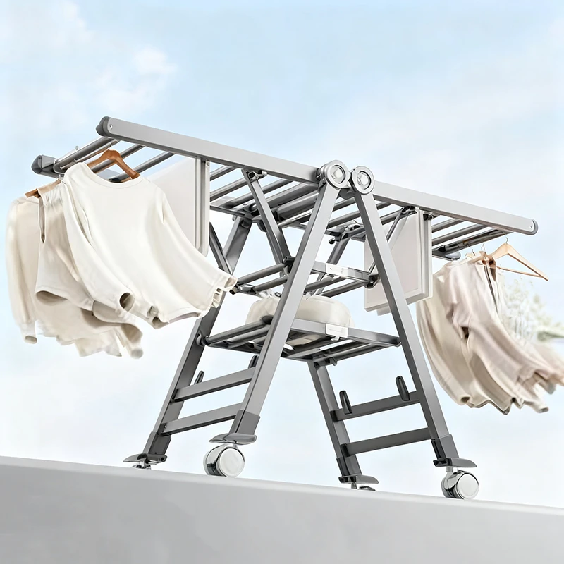 阳台晾衣架子落地式挂衣架室外晒衣架可调节可折叠晒被子家用衣架