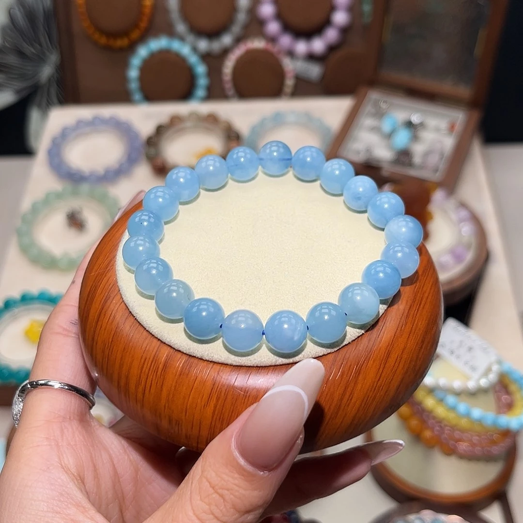 水晶手串未镶嵌福*西9m海蓝宝