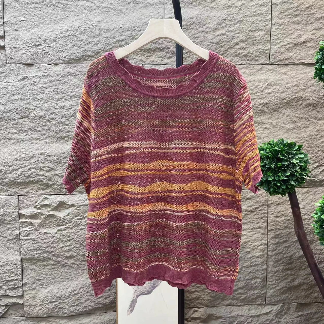 12445新款夏季减龄休闲气质显瘦针织T恤