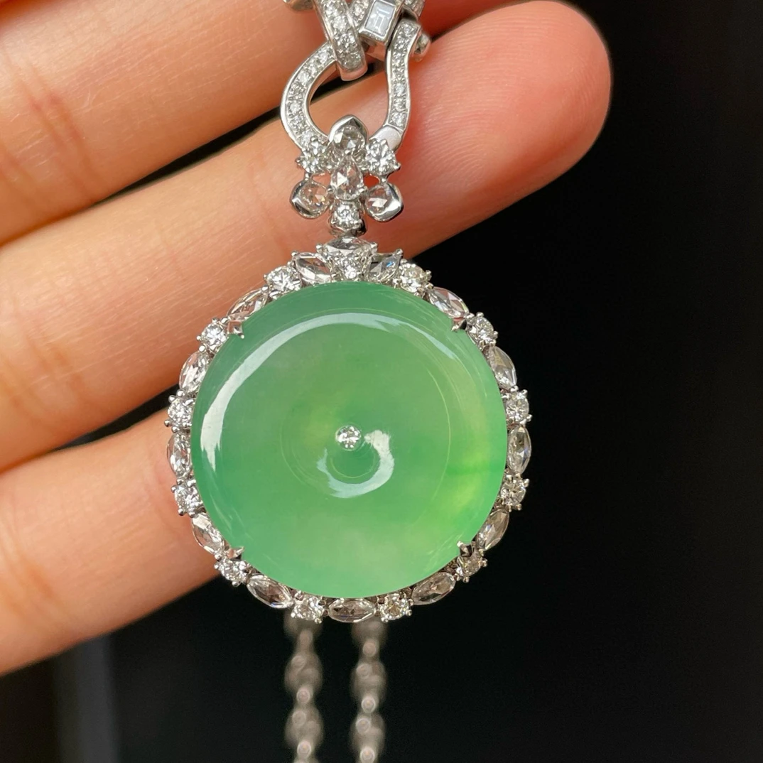 翡翠满绿平安扣吊坠 果冻减龄