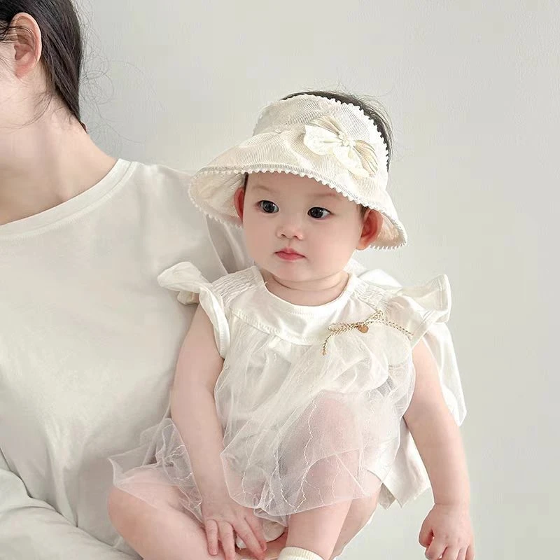 女宝宝遮阳帽大帽檐夏季薄款空顶帽婴幼儿太阳帽夏天外出防晒帽子