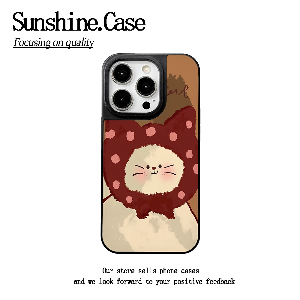 头套猫咪黑框手机壳适用于苹果16promax/15/14防摔简约高级创意