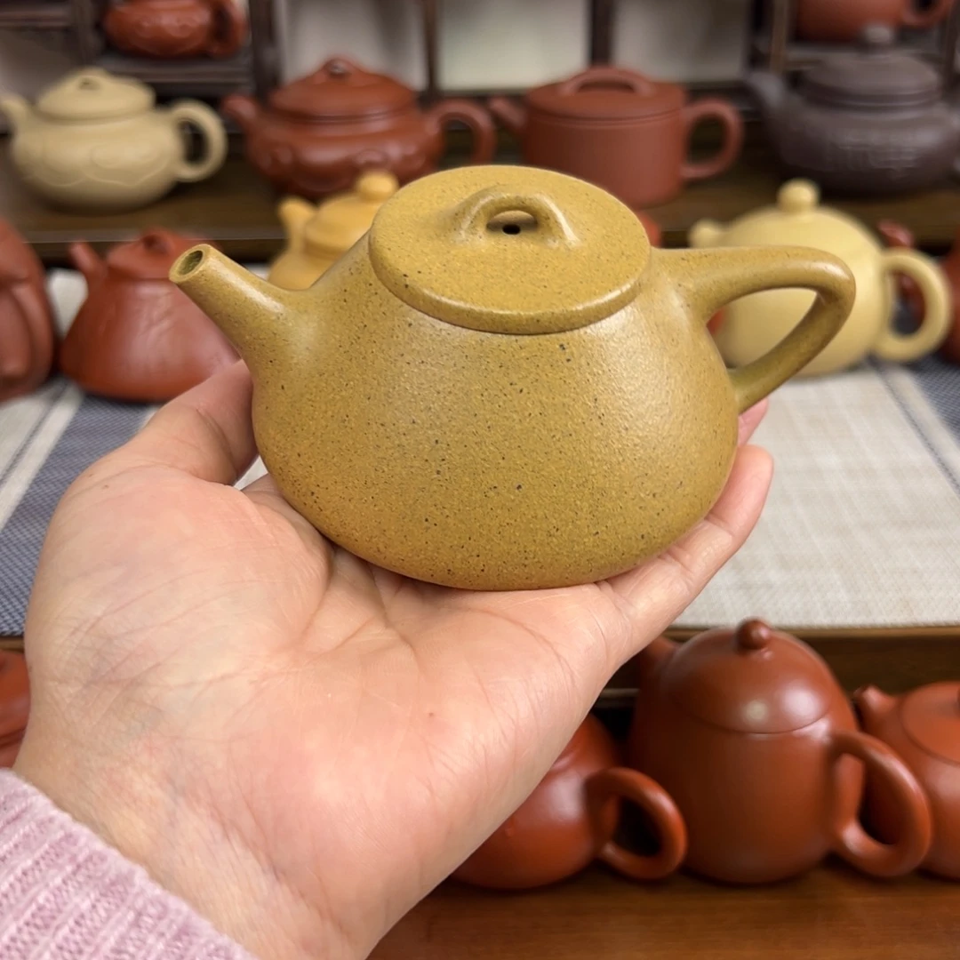 茶壶紫砂黄金段子冶石瓢全手150cc