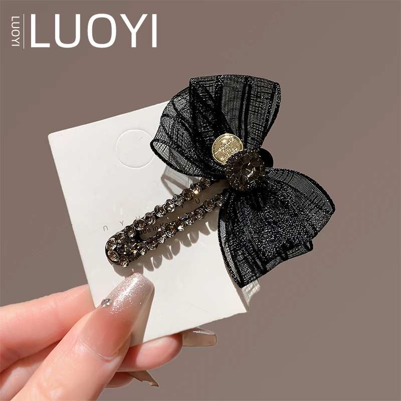 6厘米欧根纱发夹轻奢优雅蝴蝶结侧边夹鸭嘴夹后脑勺碎发夹头饰