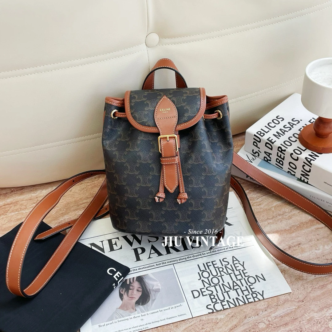 99新 Celine/思琳 老花mini双肩包防尘袋中检吊牌JM2-7950