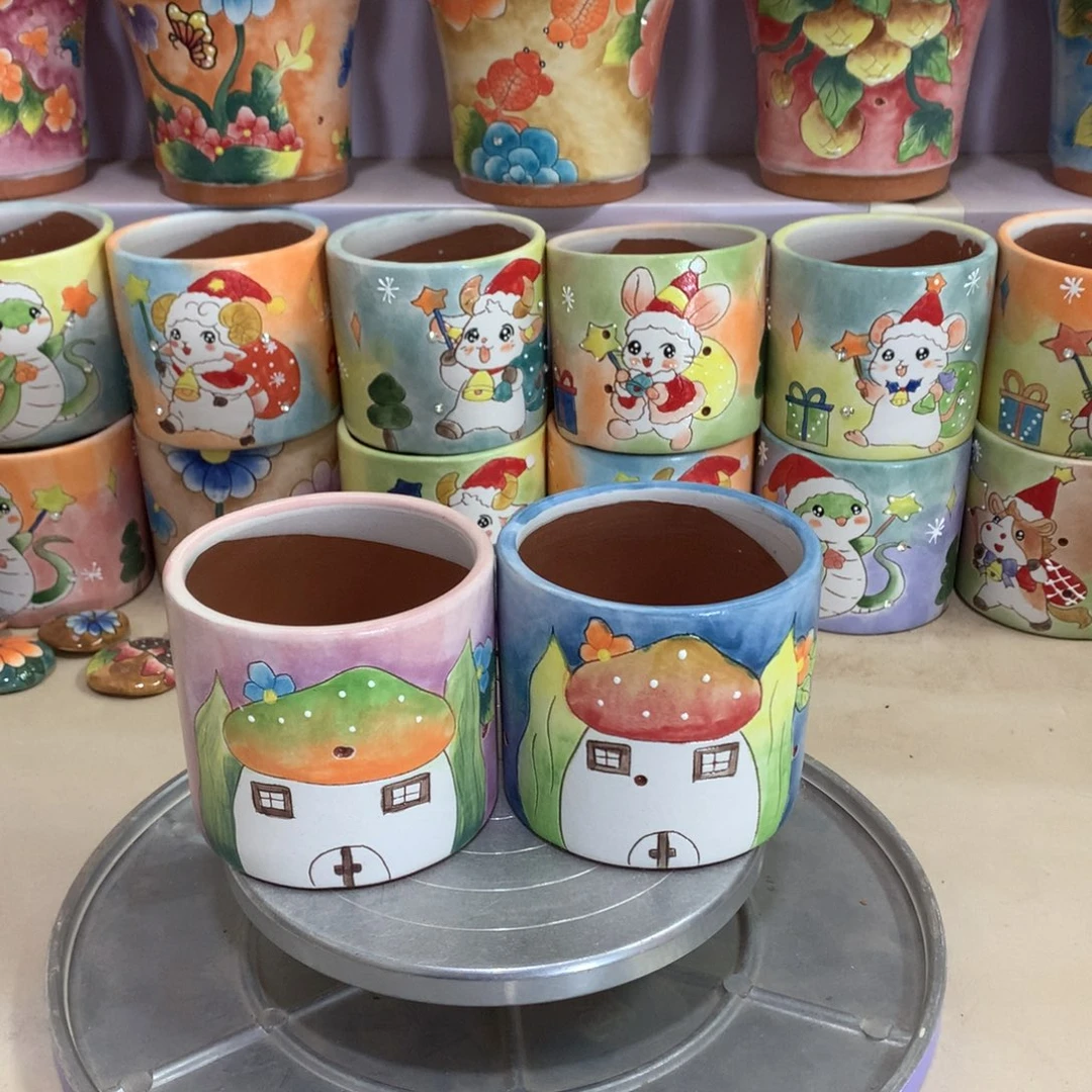 福利花盆，手绘花盆