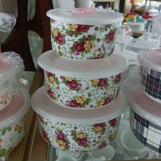 新疆西藏包邮小玫瑰花骨质瓷三件套保鲜碗