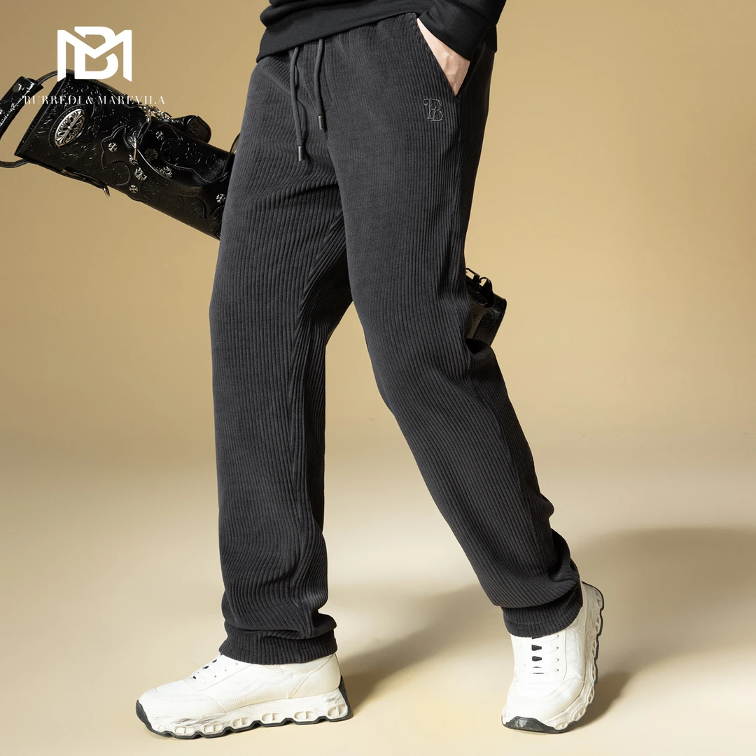 BM灯芯绒裤子男潮牌高级感字母刺绣直筒男士休闲裤2025新款秋冬季