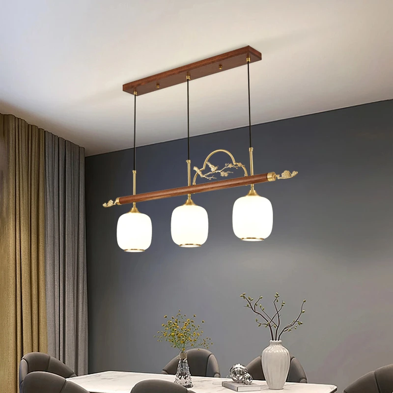 新中式实木长条吊灯国风禅意极简大气餐厅茶室吧台灯