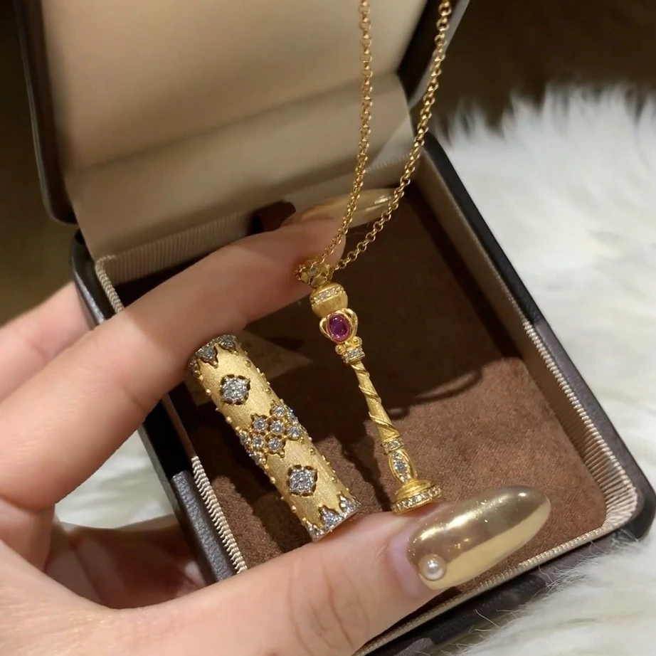 坠链均925银锆石 S925纯银魔法棒权杖项链小众轻奢高级感毛衣链