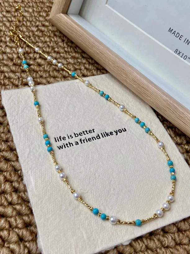 X111  夏日 天然淡水珍珠松松ins风拼接简约高级百搭锁骨链