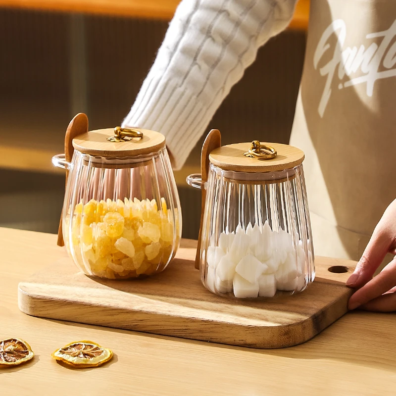 川岛屋糖罐白砂糖防潮玻璃密封罐家用高颜值冰糖收纳白糖储存罐子