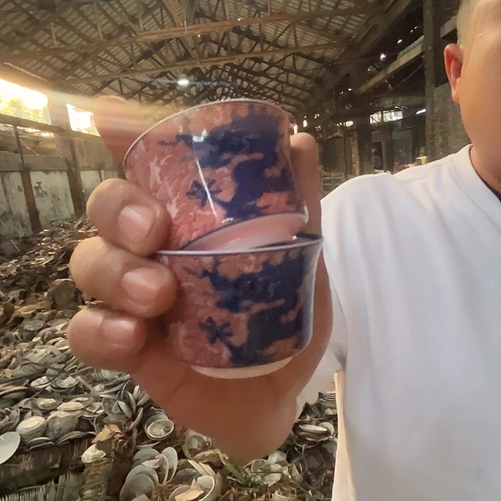 瓷片景德镇陶瓷红嘻嘻青花龙纹主人杯2只